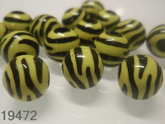 Korálky zebry žlutočerné kuličky Ø 11mm, bal. 10ks