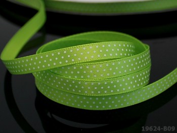 Stuha puntíky zelená limetka/ bílé 6mm, svazek 5m
