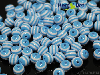 MODRÉ SVĚTLE korálky proužkované 10mm, bal. 10ks
