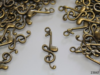 Bronzový přívěsek houslový klíč, bal. 2ks