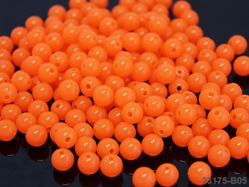 Korálky kuličky 8mm NEON oranžové, bal. 20ks