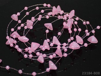 Perleťové perličky na vlasci zlomky RŮŽOVÉ, 1 ks