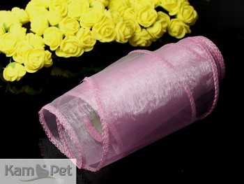 Dekorační organza 12cm obšitá RŮŽOVÁ, role