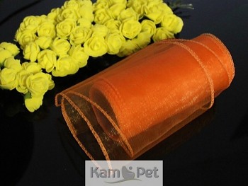 Dekorační organza 12cm obšitá ORANŽOVÁ, role