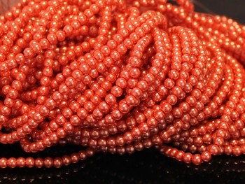 Korálky voskované perly  4mm ORANŽOVÉ, bal. 30ks