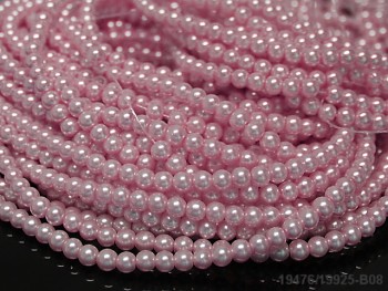 Korálky voskované perly 4mm RŮŽOVÉ, bal. 30ks