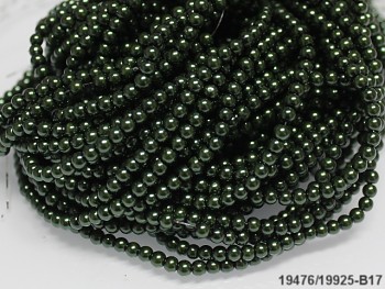 Korálky voskované perly 4mm TMAVĚ ZELENÉ, bal. 30ks