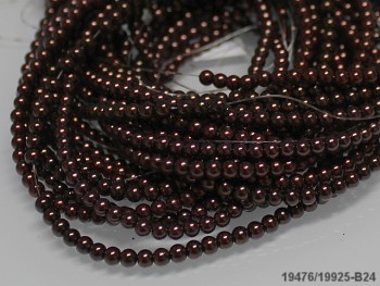 Korálky voskované perly 4mm HNĚDÉ