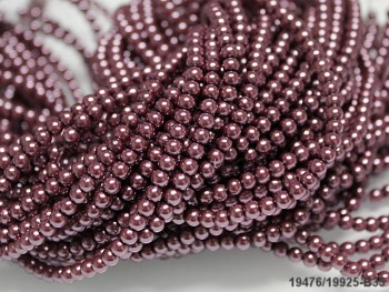 Korálky voskované perly 4mm MĚDĚNÉ, šňůra 80cm