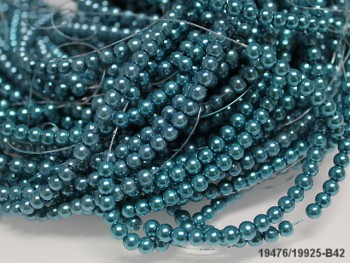 Korálky voskované perly 4mm PETROLEJOVÉ, šňůra 80cm
