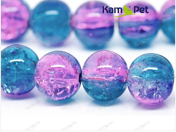 MODRÉ SVĚTLE / RŮŽOVÉ  korálky práskané 10mm, bal. 15ks