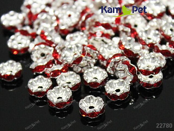ČERVENÉ / čiré korálky štrasové rondelky s krystalky 8mm bal. 5ks
