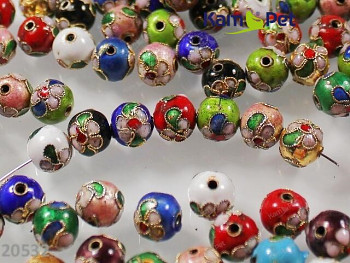 Korálky kovové Cloisonné 10mm kuličky