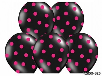 Nafukovací balónek ČERNÝ s růžovými PUNTÍKY extra pevný