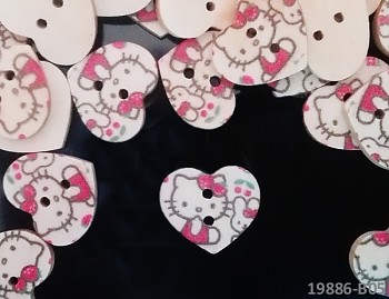 Dřevěné knoflíky HELLO KITTY tisk,  á 1ks