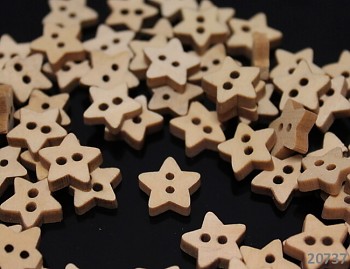 Dřevěné knoflíky HVĚZDIČKA hvězdy, 1ks