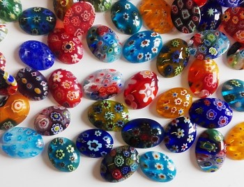 Pestrobarevný Millefiori MIX 18mm skleněný kamínek kabošon