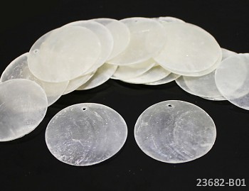 Bílá PERLEŤ kolečka velká 35mm přírodní minerál