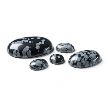 Přírodní vločkový obsidián kabošon 18mm, bal. 1 ks