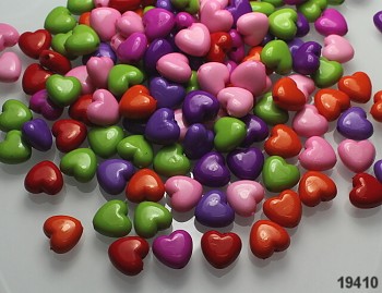 Pestrobarevný MIX korálky srdce bal. 20ks