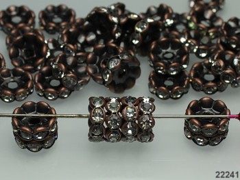 Měděné korálky štrasové rondelky s krystalky 8mm bal. 5ks