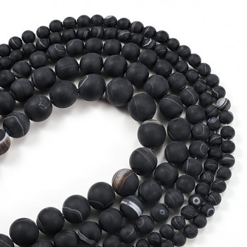 ČERNÝ ACHÁT striped ONYx MRAZIVÝ kuličky 8mm přírodní minerál korálky z minerálů