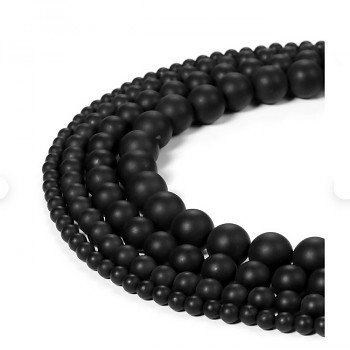 ČERNÝ ACHÁT onyx MRAZIVÝ kuličky 8mm přírodní minerál korálky z minerálů