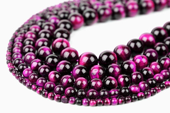 CYKLÁM TYGŘÍ OKO růžové magenta kuličky 8mm AA kvalita přírodní minerál