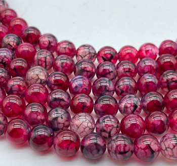 JAHODOVÝ dračí ACHÁT kuličky 8mm přírodní minerál, bal. 5ks