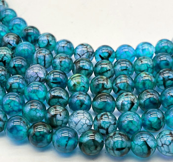 TYRKYSOVÝ dračí ACHÁT kuličky 8mm přírodní minerál, bal. 5ks